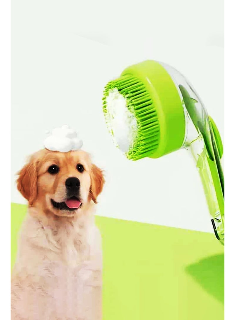 فرشاة استحمام للحيوانات الأليفة، فرشاة شامبو للكلاب مع صانع فقاعات، فرشاة استحمام جديدة 2 في 1 للكلاب مع موزع شامبو مدمج، فرشاة تدليك لتنظيف الكلاب والقطط ذات الشعر الطويل والقصير (أخضر) - Image 4